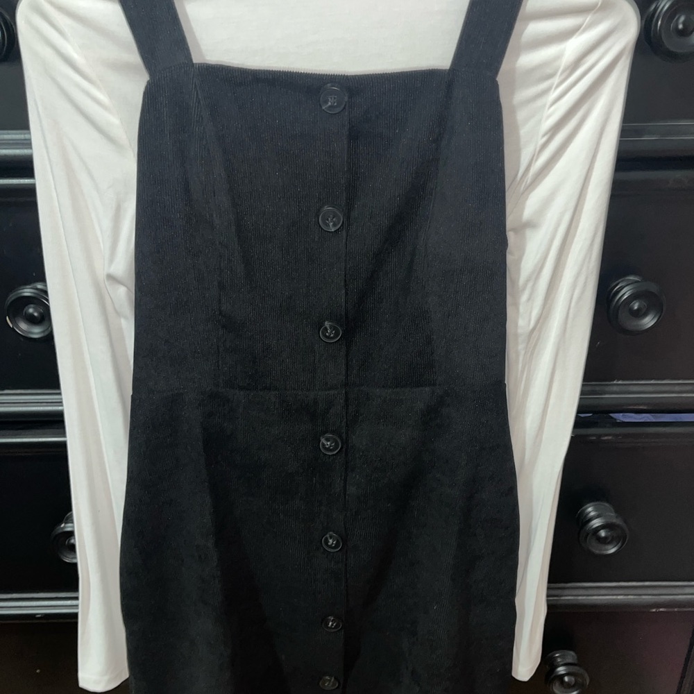 SHEIN Black Button-Front Long Sleeve Dress